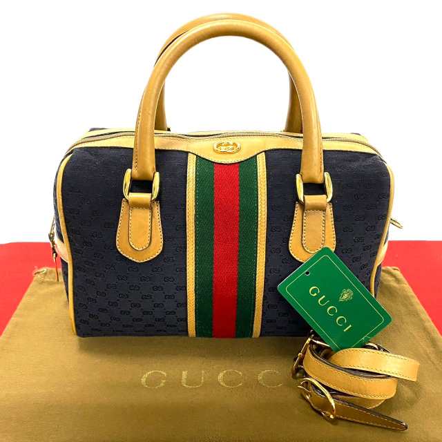 GUCCI グッチ シェリーライン マイクロ GG ロゴ レザー PVC ショルダーバッグ ブラック 44-10