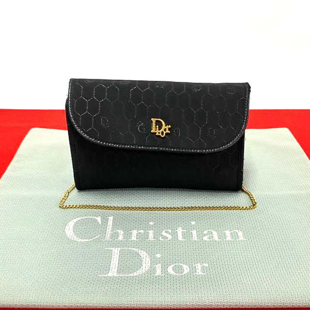 Christian Dior ディオール ハニカム 柄 ナイロン レザー ショルダーバッグ ブラック 91-10