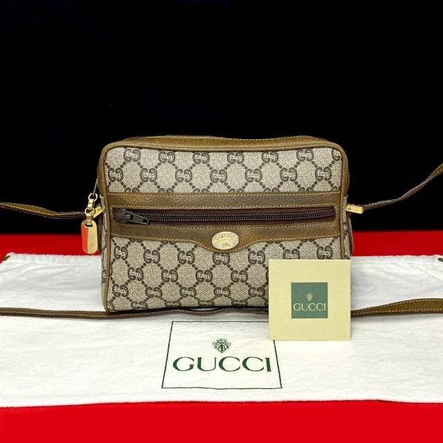 GUCCI グッチ グッチプラス GG ロゴ 金具 レザー PVC ショルダーバッグ ブラウン 31-10