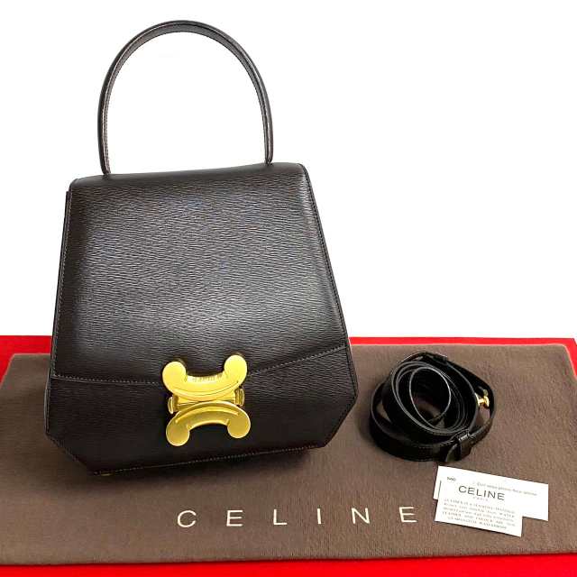 CELINE セリーヌ トリオンフ ロゴ 金具 レザー ショルダーバッグ ブラウン 290-4