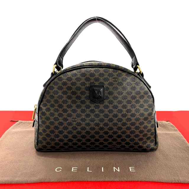 CELINE セリーヌ マカダム ブラゾン トリオンフ 柄 レザー PVC ハンドバッグ ブラック 61-10