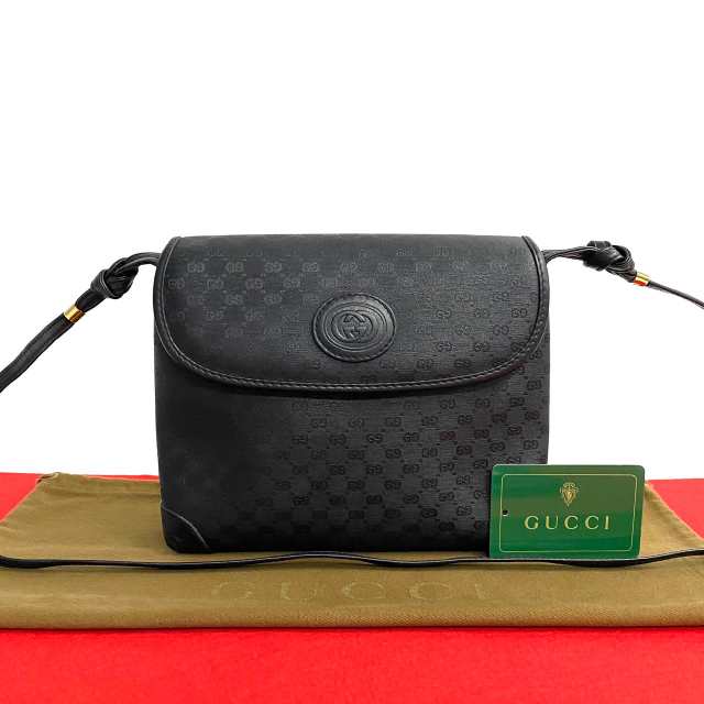 GUCCI グッチ マイクロGG レザー PVC ショルダーバッグ ブラック 235-1