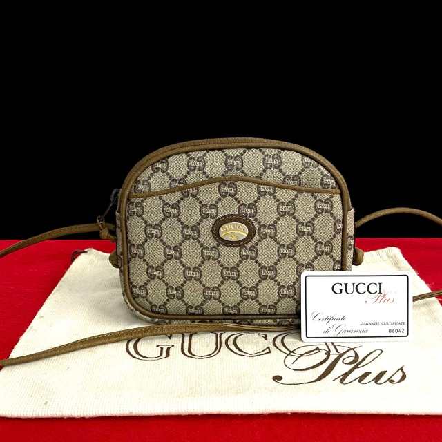 GUCCI グッチ グッチプラス ロゴ 金具 PVC レザー ショルダーバッグ ブラウン 441-6