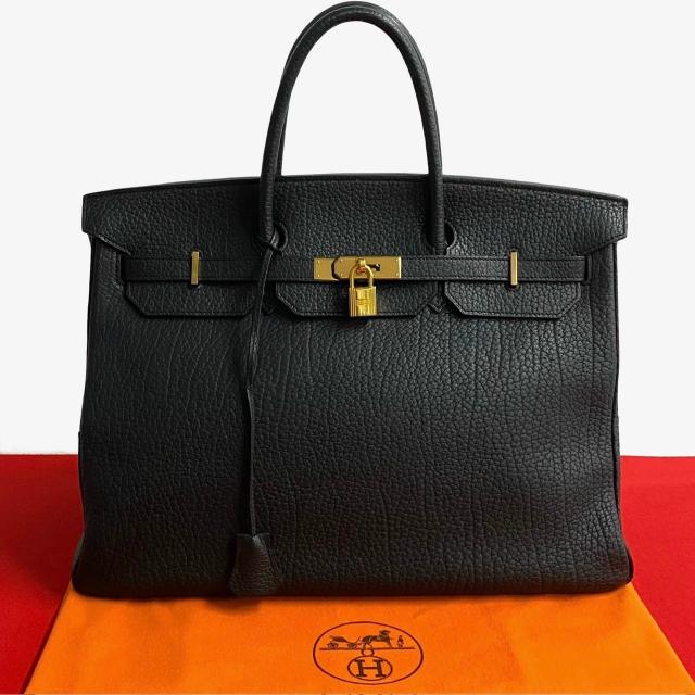 HERMES エルメス バーキン40 フィヨルド レザー ハンドバッグ ブラック ph2-1の通販は
