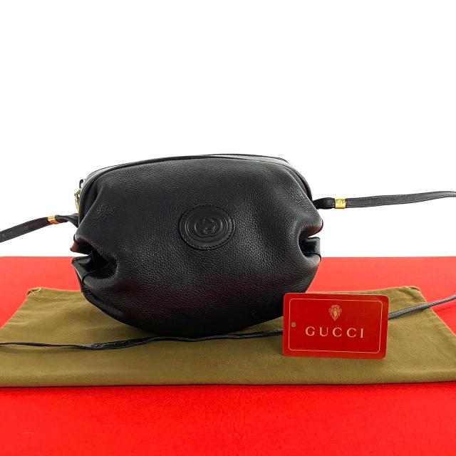 GUCCI グッチ GG ロゴ レザー ショルダーバッグ ブラック 810-7の通販は
