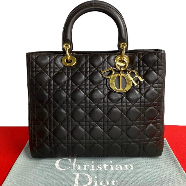 Christian Dior ディオール レディディオール カナージュ レザー ハンドバッグ ブラウン 979-6の通販は