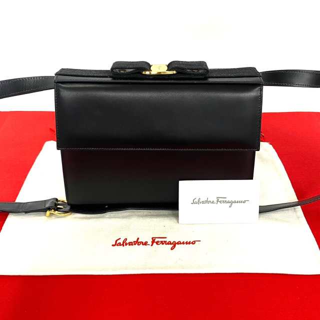 Salvatore Ferragamo サルヴァトーレフェラガモ ヴァラリボン レザー ショルダーバッグ ブラック 09907