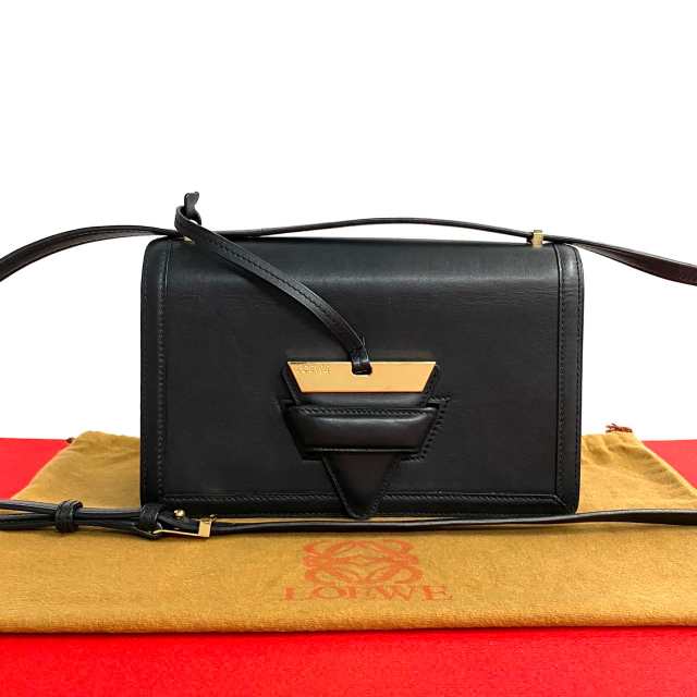 LOEWE ロエベ バルセロナ ロゴ 金具 レザー ショルダーバッグ ブラック 39961