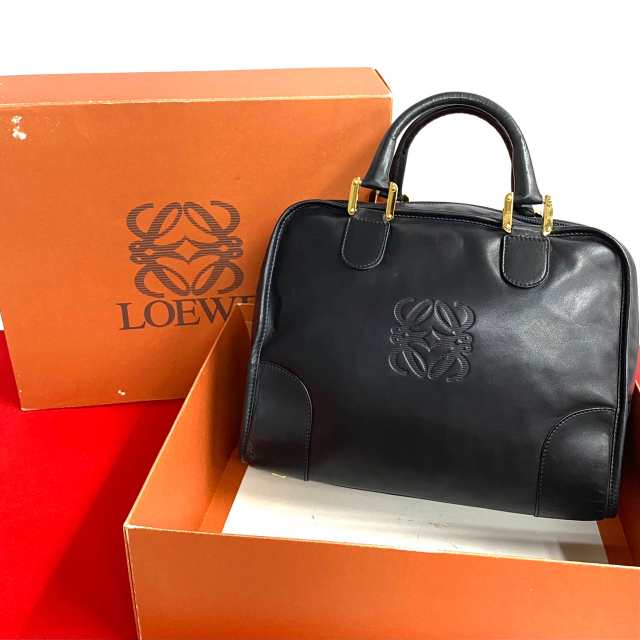 LOEWE ロエベ アマソナ アナグラム ロゴ レザー ハンドバッグ ブラック 21583