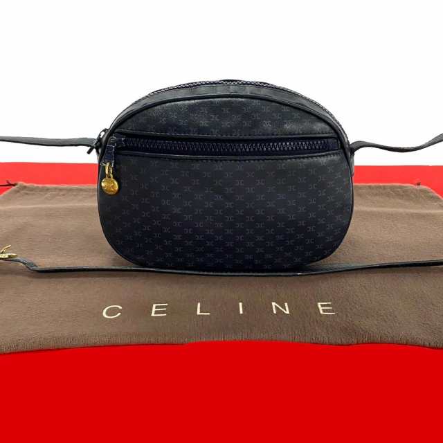 CELINE セリーヌ マカダム ブラゾン トリオンフ 柄 レザー PVC ショルダーバッグ ネイビー 98033