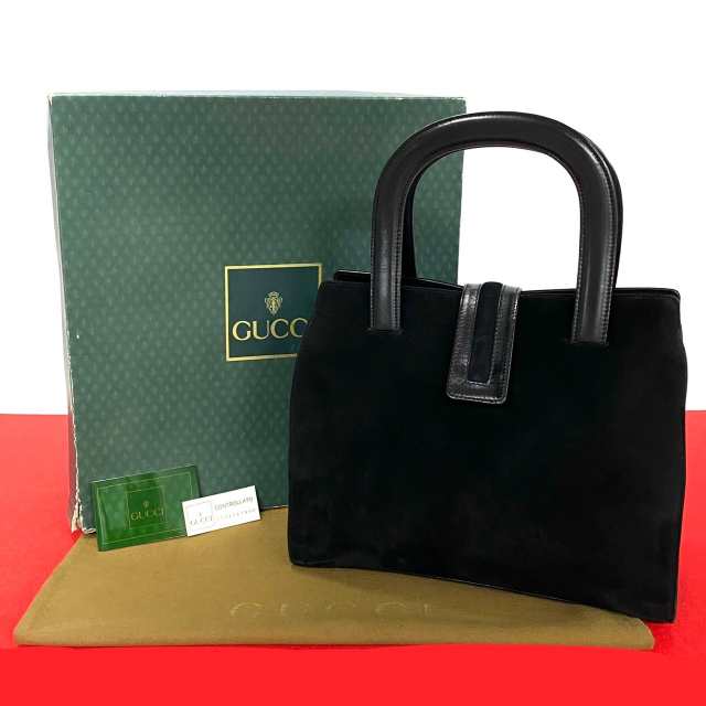 GUCCI グッチ GG ロゴ 金具 スウェード レザー ハンドバッグ ブラック 68979