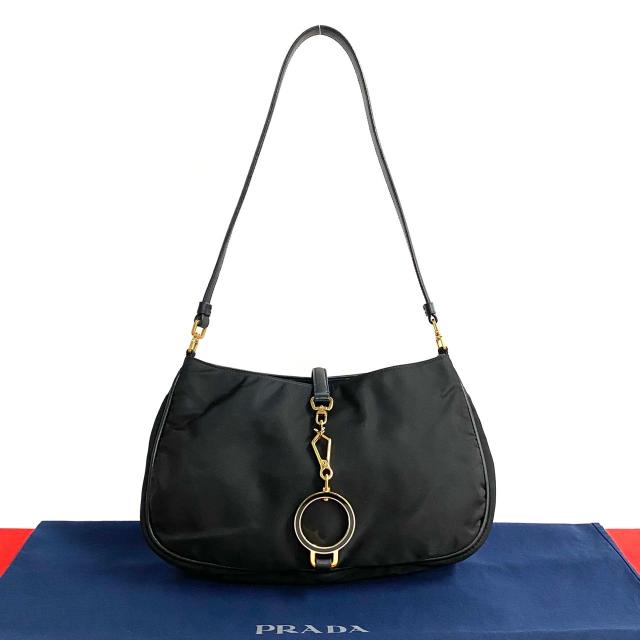 PRADA プラダ 三角ロゴ 金具 ナイロン レザー ショルダーバッグ ブラック 62869の通販は 77,900円