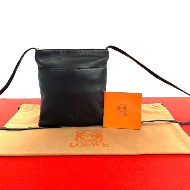 LOEWE ロエベ アナグラム ロゴ レザー ショルダーバッグ ブラック 87972