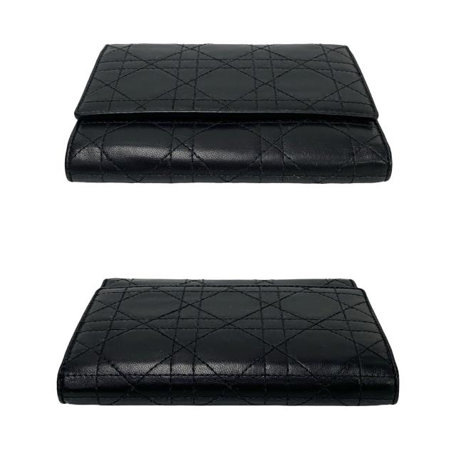 Christian Dior ディオール カナージュ レザー 三つ折り財布 ブラック