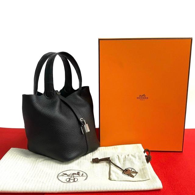 HERMES エルメス ピコタンロック タッチ PM トリヨンクレマンス アリゲーター ハンドバッグ ブラック 30265の通販は