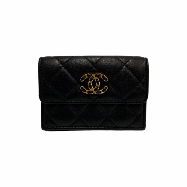 CHANEL シャネル マトラッセ ラムスキン 三つ折り財布 ブラック 12282の通販は
