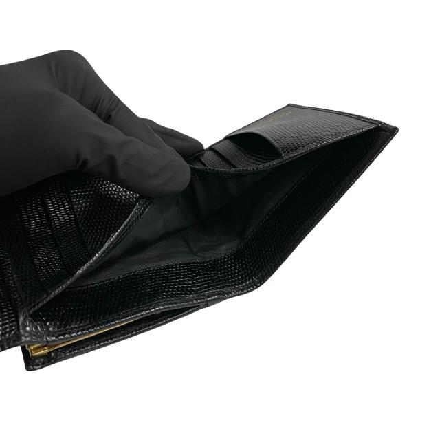 極美品】Ferragamo レザー 二つ折り財布 ヴァラリボン 黒