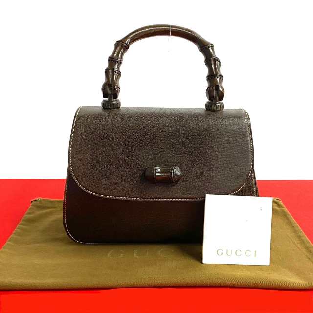 GUCCI グッチ バンブー レザー ハンドバッグ ブラウン 25749