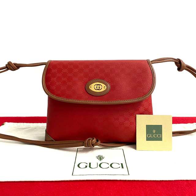 GUCCI グッチ マイクロ GG ロゴ 金具 レザー PVC ショルダーバッグ レッド 31553