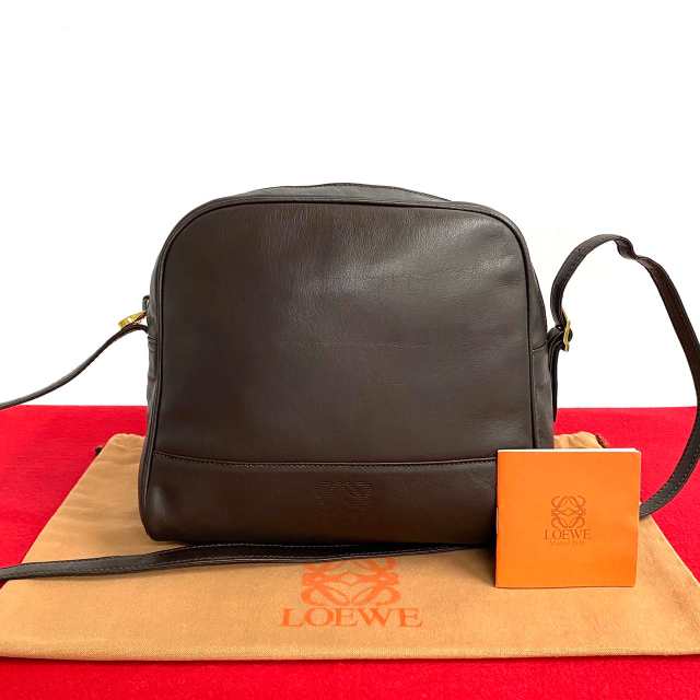 LOEWE ロエベ アナグラム ロゴ レザー ショルダーバッグ ブラウン 21275