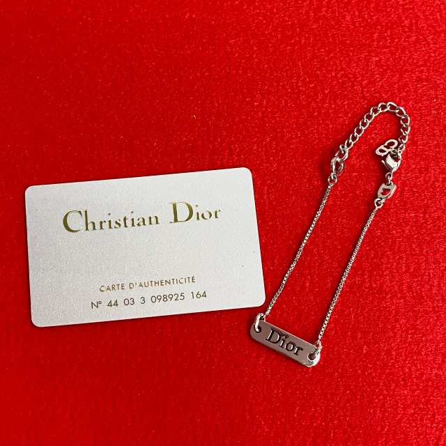 Christian Dior ディオール ロゴ プレート シルバーメッキ ブレスレット シルバー 31810