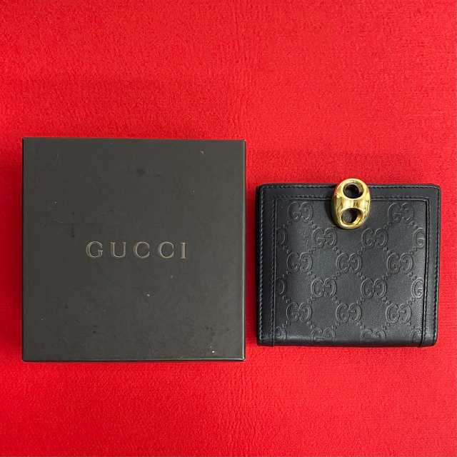 GUCCI グッチ GG ロゴ レザー 二つ折り財布 ブラック 31291