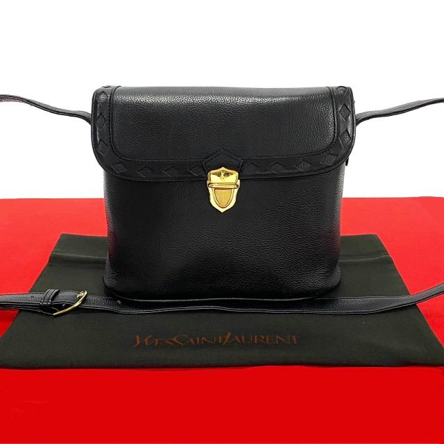 YSL ブラック レザー ショルダーバッグ