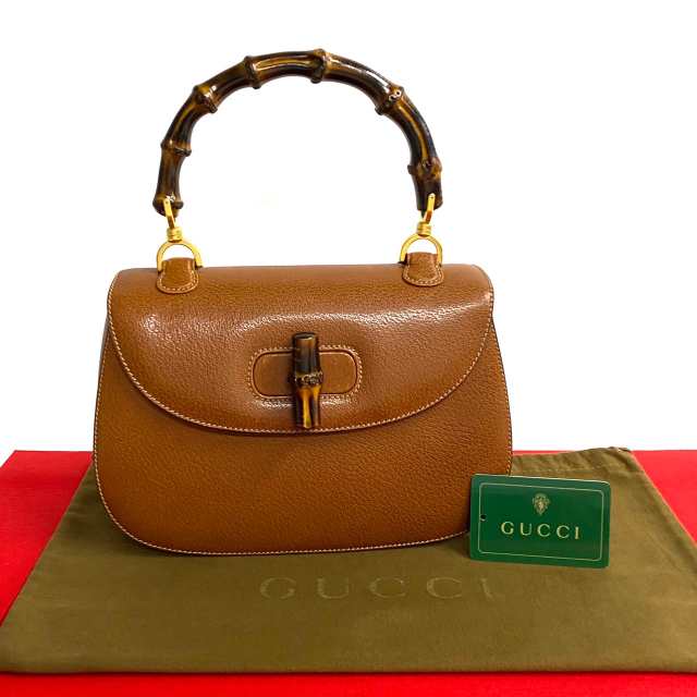 GUCCI グッチ バンブー レザー ハンドバッグ ブラウン 34121