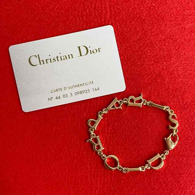 Christian Dior ディオール ロゴ モチーフ GP ブレスレット ゴールド 19763