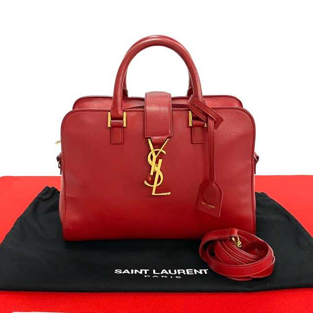 YVES SAINT LAURENT イヴ・サンローラン ベイビーカバス ロゴ レザー ショルダーバッグ レッド 29494