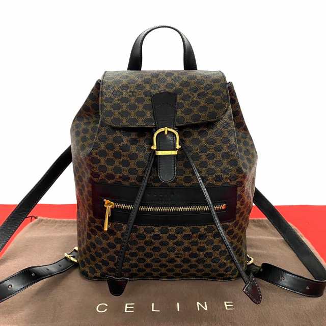 CELINE セリーヌ マカダム ブラゾン 柄 レザー PVC リュックサック ブラック 38548