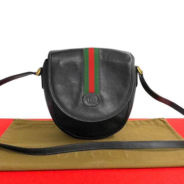 GUCCI グッチ シェリーライン GG ロゴ レザー ショルダーバッグ ブラック 19884の通販は