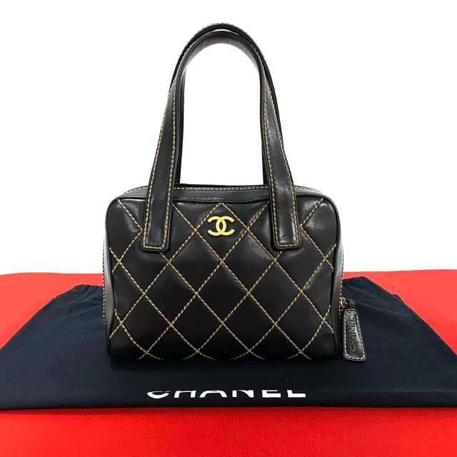 CHANEL シャネル マトラッセ ワイルドステッチ ココマーク レザー ハンドバッグ ブラック 45051の通販は