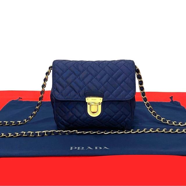 PRADA プラダ プラダ ロゴ 金具 ナイロン ショルダーバッグ ネイビー 31803の通販は