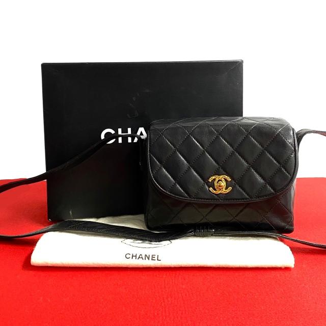 CHANEL シャネル マトラッセ ココマーク ラムスキン ショルダーバッグ ブラック 46808の通販は