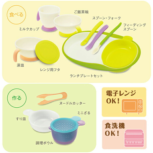 ベビーレーベル ステップアップ食器セット 4個セット お皿セット お食事セット 手づかみ 握る 押さえる サポート 食洗機可能 電子レンジ可能 離乳食 初期 完了期 赤ちゃん用 ベビー用 子供用 キッズ用 5か月頃から 出産祝い_1