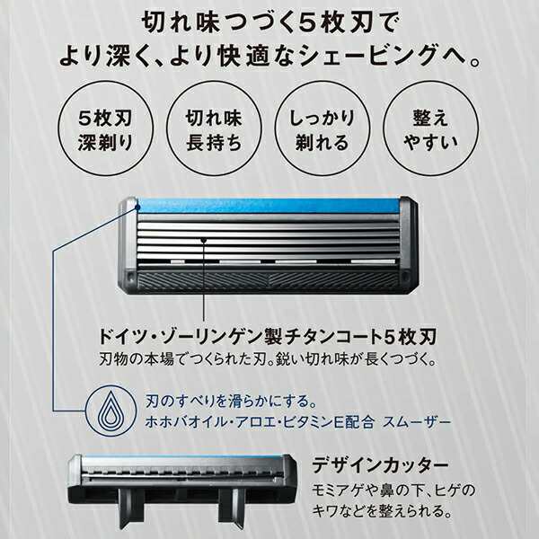 クアトロ5 チタニウム 替刃 8個入 3個セット 髭剃り メンズ 身だしなみ スムーズ 簡単 肌に優しい 無精ひげ シェービング カミソリ5枚刃 