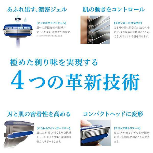 ハイドロ5 プレミアム つるり肌 替刃 8枚入 4個セット 髭剃り メンズ 身だしなみ スムーズ 簡単 肌に優しい 無精ひげ カミソリ シェービ