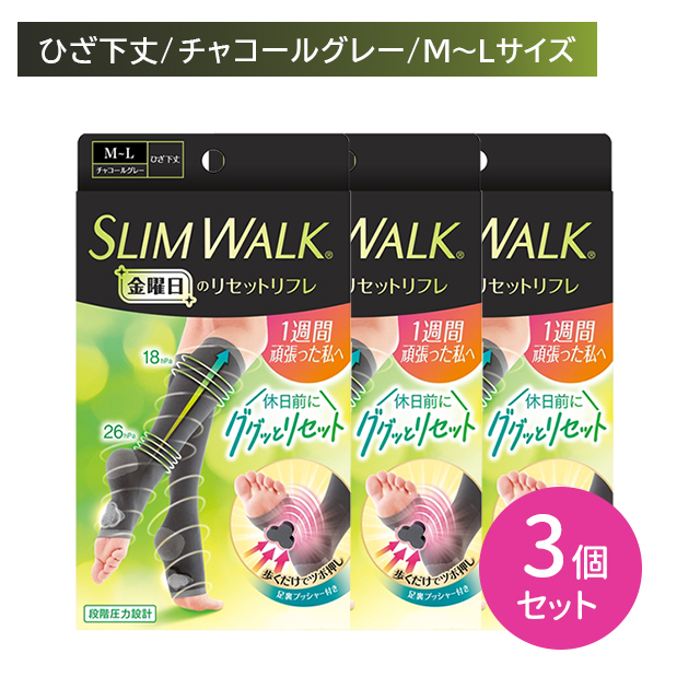 【3個セット】スリムウォーク 金曜日のリセットリフレ M〜Lサイズ 段階着圧 ソックス ツボ 脚 足 むくらはぎ 足裏 むくみ すっきり 取り外し可能 丸洗い可能 消臭 ピップ pip