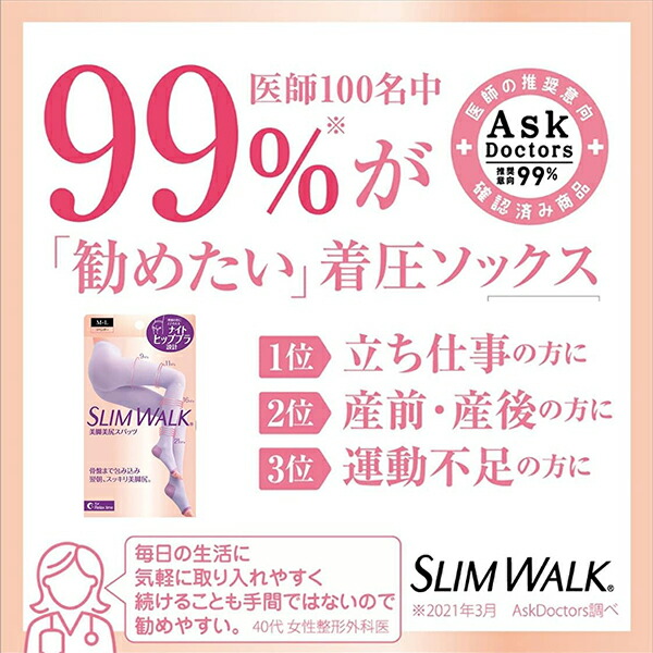 【4個セット】スリムウォーク美脚美尻スパッツ SM着圧スパッツ 就寝時 夜用 引き締め むくみ対策 すっきり 骨盤 脚 太もも お尻 ひざ上 ムレにくい つま先カット パイル編み レッグケア用品 PIP ピップ_1