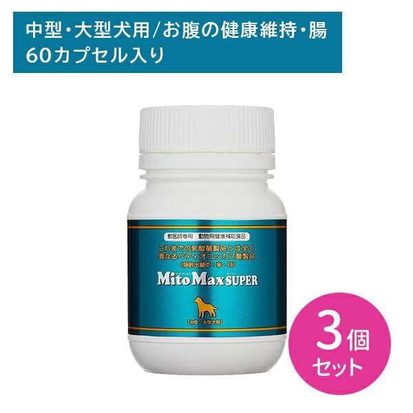 【3個セット】マイトマックス・スーパー 中型 大型犬用 60カプセル ペット 健康補助食品 おなかの健康 腸 腸活 冷え性 胆泥症 下痢 軟便