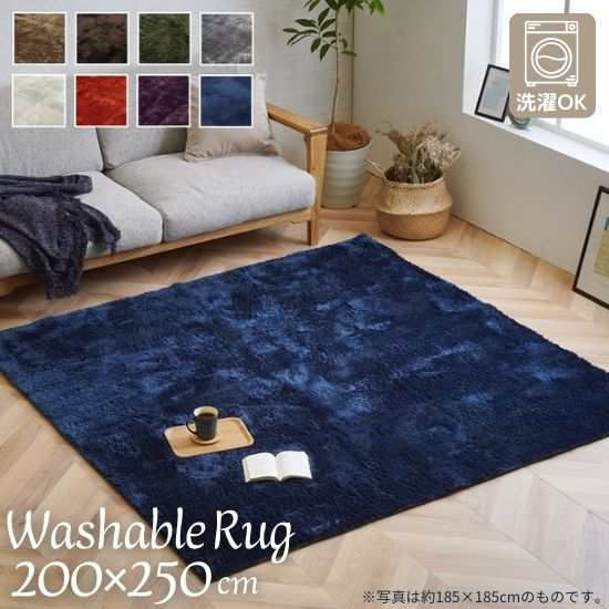 洗濯機で洗える コンパクト収納 シャギー調 ラグマット 200×250cm 200×250 ラグ 厚手 3帖 3畳 ウレタン入り 洗える 洗濯機OK 折りたたみ 滑り止め付き お洒落 おしゃれ 無地 滑り止め加工 ホットカーペット対応 床暖房対応 北欧 西海岸 シンプルの通販は