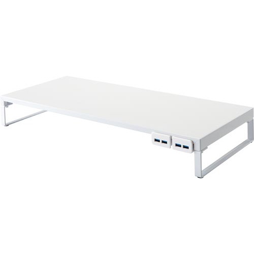 机上台（幅５９０ｍｍ）ＵＳＢ３．０付 白　材質：スチール　組立式（工具付き）