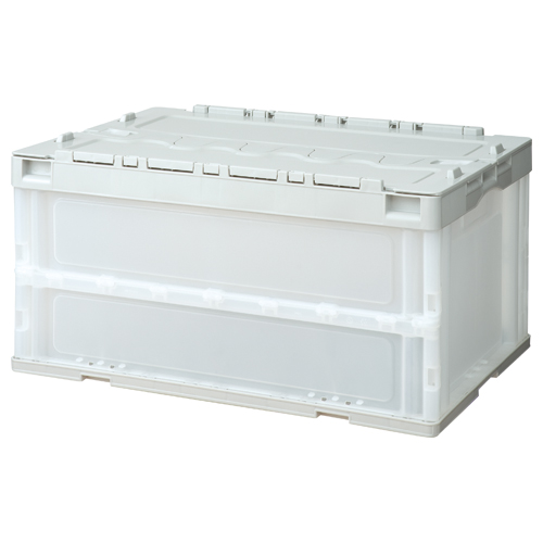 パ）折りたたみコンテナ　フタ一体型 ７５Ｌ　グレー　１０個