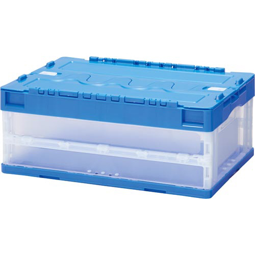 パ）折りたたみコンテナフタ一体型 ３０Ｌ　ブルー　１０個の通販は