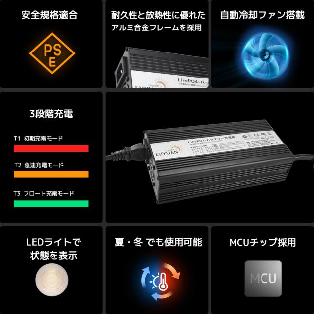 LVYUAN 自動バッテリー充電器リン酸鉄リチウムイオンバッテリー専用 12V 20A LiFePO4_2