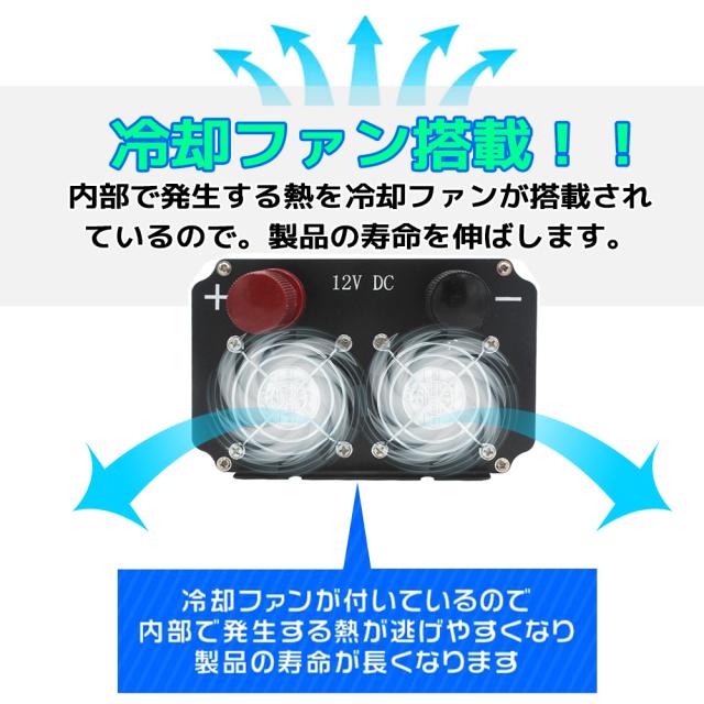 【永久保証】LVYUAN インバーター 正弦波 12V 1600W - 3200W リモコン機能付き DC 12V→ AC100V 変換 ACコンセント×4・USBソケット×4 高効率冷却ファン搭載_4