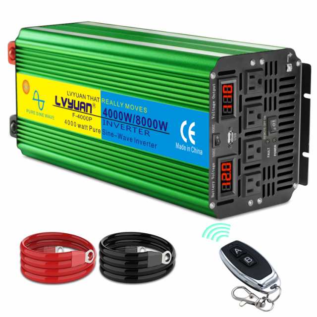 LVYUAN（リョクエン）インバーター 正弦波 12V 100V 4000W 最大8000W 50/60HZ 切替 DC AC 直流 交流 カーインバーター 車中泊グッズ スマ