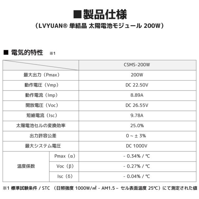 LVYUAN【正規品】200W 太陽光パネル 25年使える耐久性 PERC 高性能 単結晶 ソーラーパネル 1枚入 次世代型 太陽光パネル 200W 太陽光チャージ 変換効率21% 超高効率 省エネルギー 小型 車、船舶、屋根、ベランダーに設置 災害対策_14