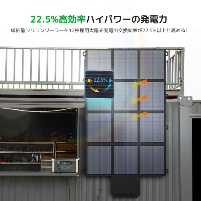 【500W超高出力＆超軽量折り畳み式】リョクエン ソーラーチャージャー ソーラーパネル 太陽光パネル ポータブル電源対応 IP64防水防塵 変換効率22.5% キャンプ/アウトドア/車載/災害時対応 携帯便利 CSSB-500W-LV_2